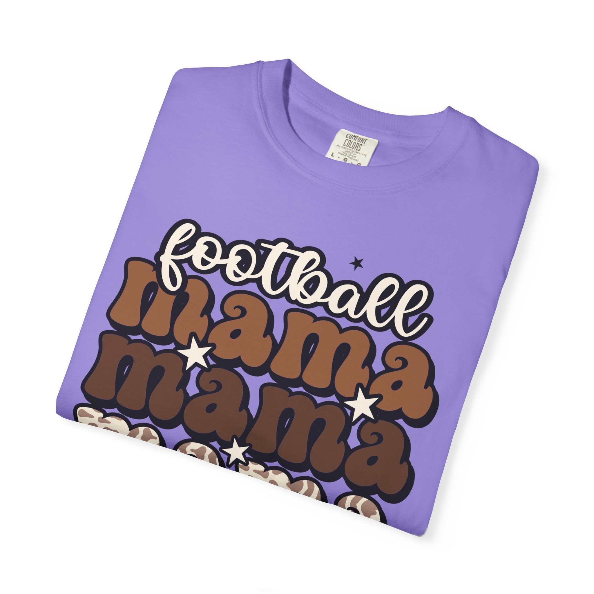 Football Mama T-Shirt — Retro Stacked 'mama' Design with Football Graphic