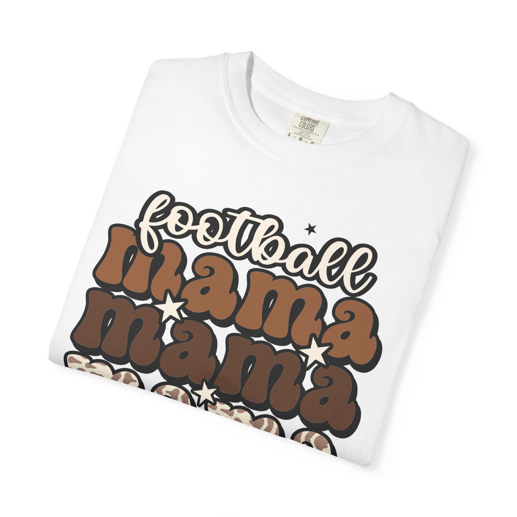 Football Mama T-Shirt — Retro Stacked 'mama' Design with Football Graphic
