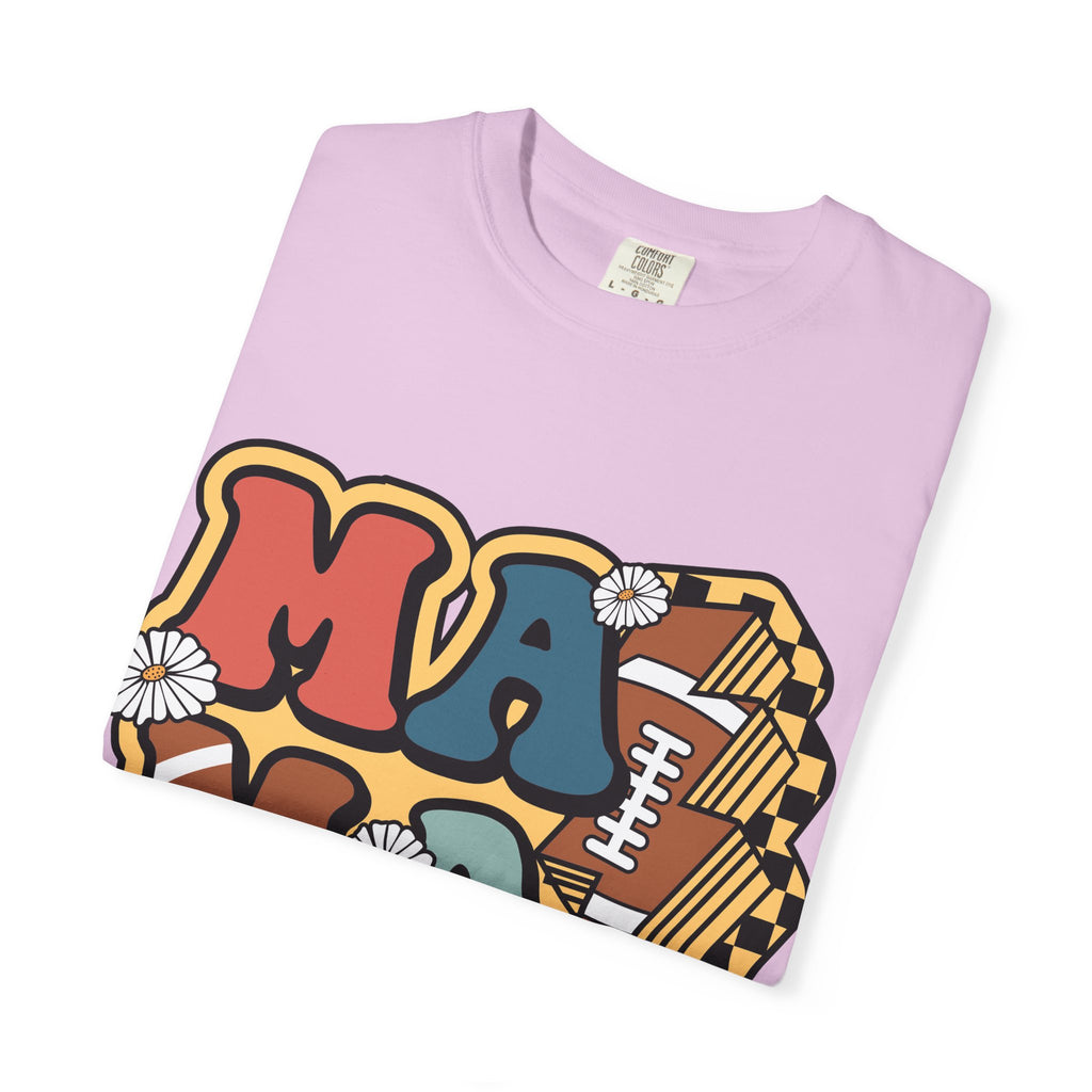 Mama Football Daisy T-Shirt — Retro Floral Mom Football Tee