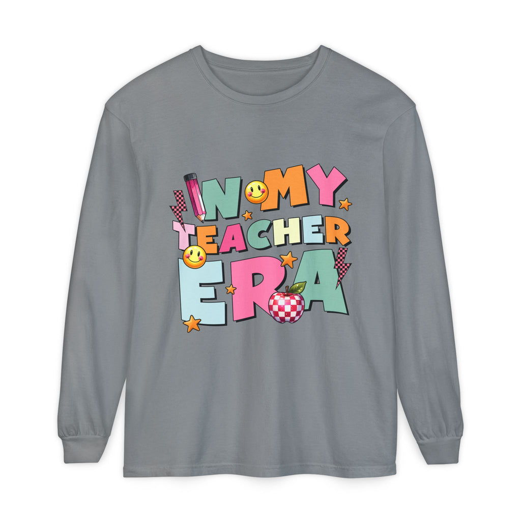 Teacher Era Long Sleeve T‑Shirt — Retro Colorful "In My Teacher Era" Shirt for Educators