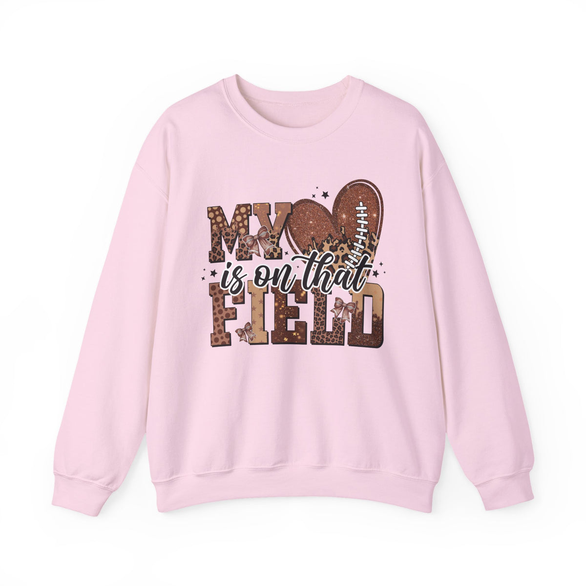 Crewneck Sweatshirt - "My Heart Is On That Field" Football Mom Pullover