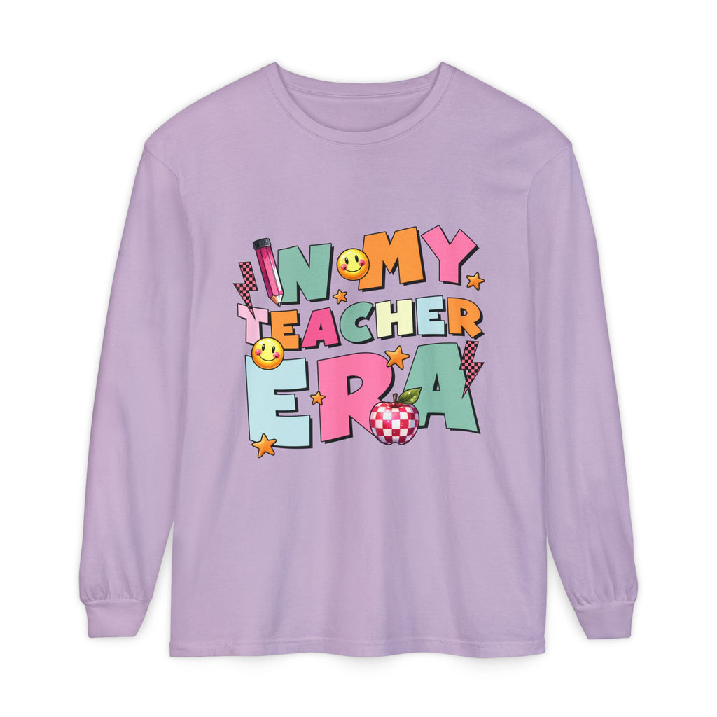 Teacher Era Long Sleeve T‑Shirt — Retro Colorful "In My Teacher Era" Shirt for Educators
