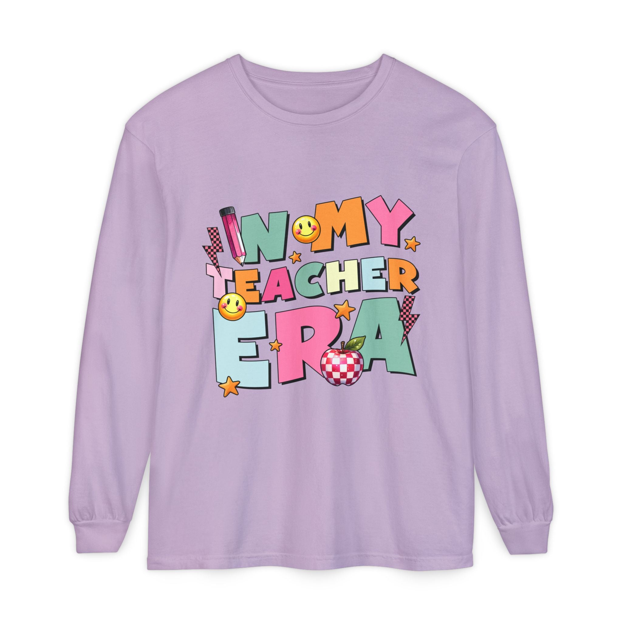 Teacher Era Long Sleeve T‑Shirt — Retro Colorful "In My Teacher Era" Shirt for Educators