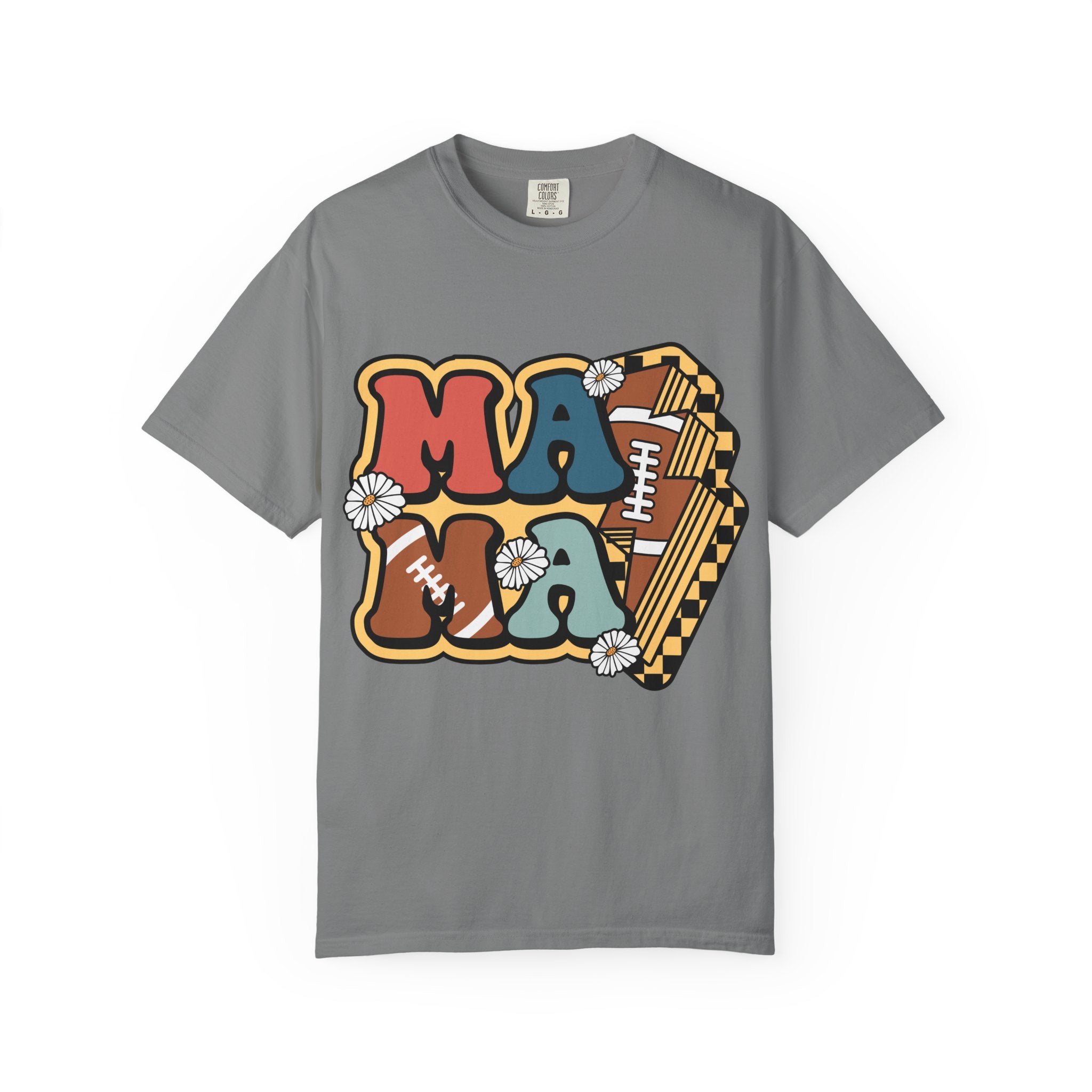 Mama Football Daisy T-Shirt — Retro Floral Mom Football Tee