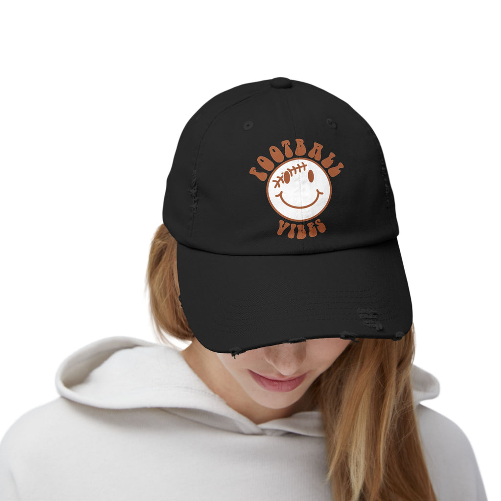 Distressed Baseball Dad Cap — 'Locally Vibes' Smiley Stitch Hat