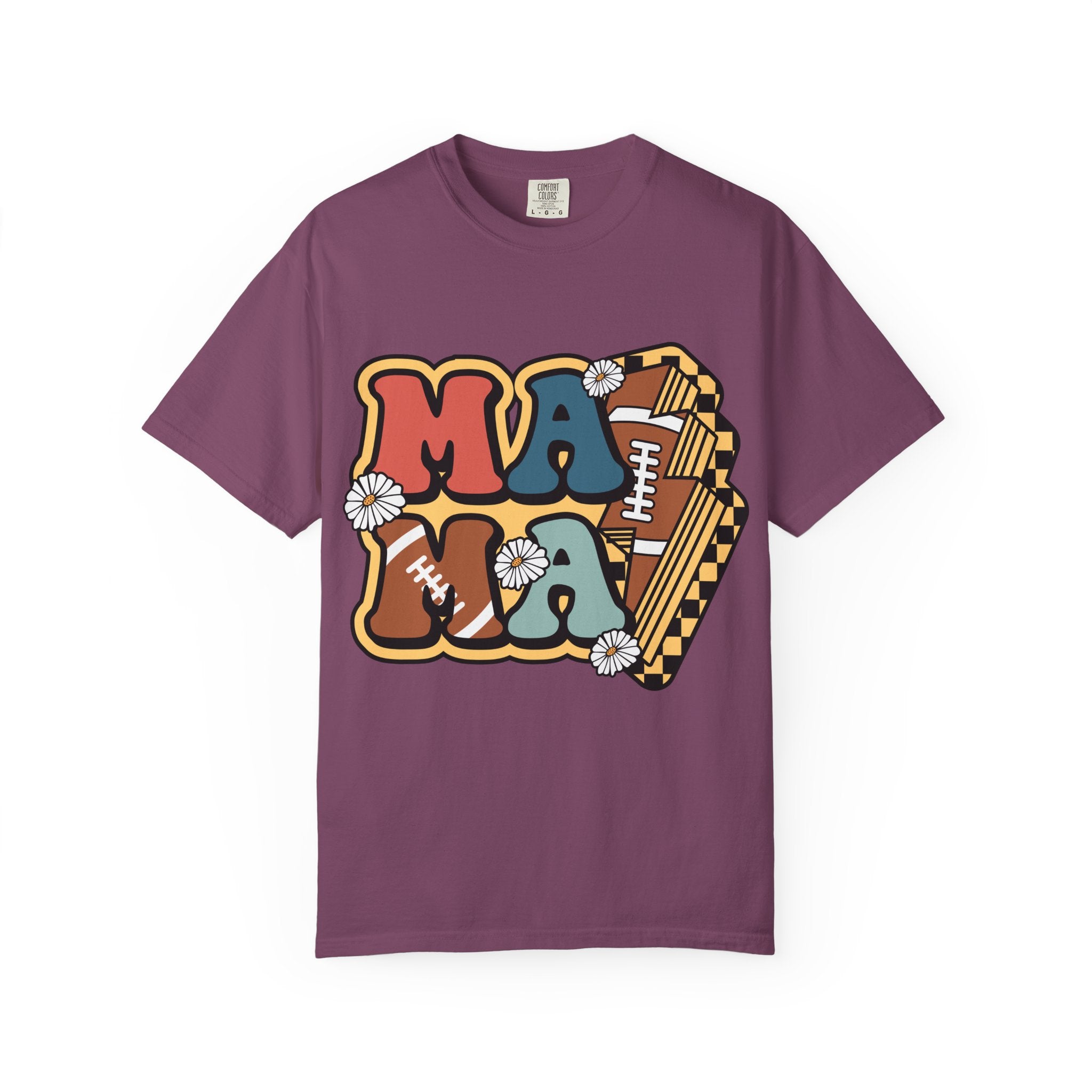 Mama Football Daisy T-Shirt — Retro Floral Mom Football Tee