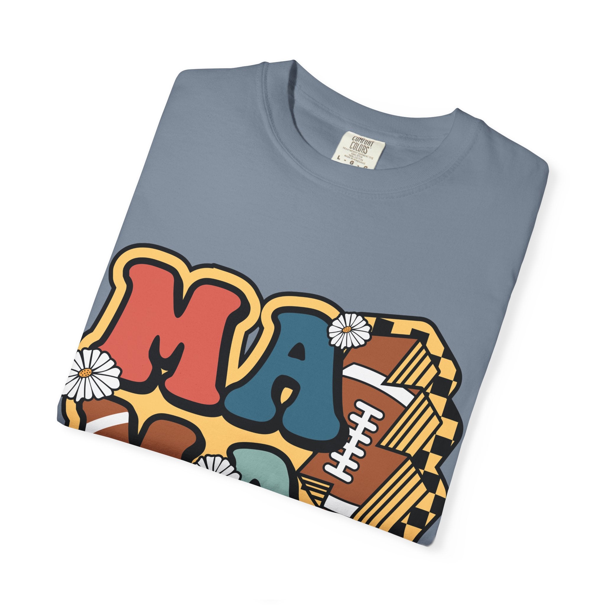 Mama Football Daisy T-Shirt — Retro Floral Mom Football Tee