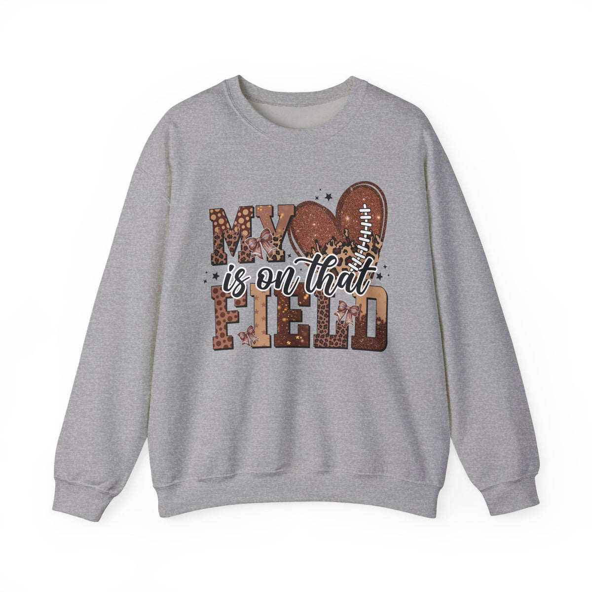 Crewneck Sweatshirt - "My Heart Is On That Field" Football Mom Pullover