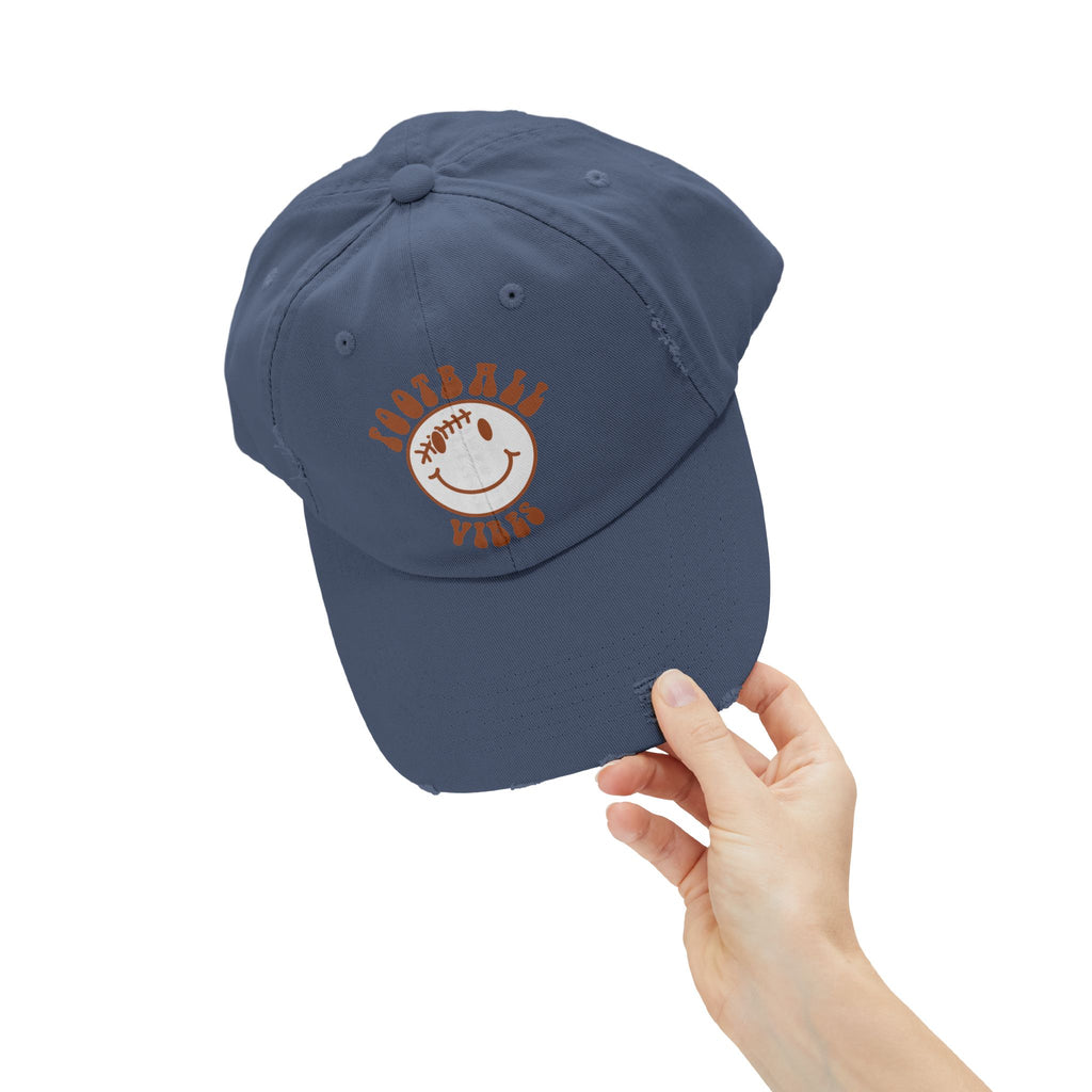 Distressed Baseball Dad Cap — 'Locally Vibes' Smiley Stitch Hat