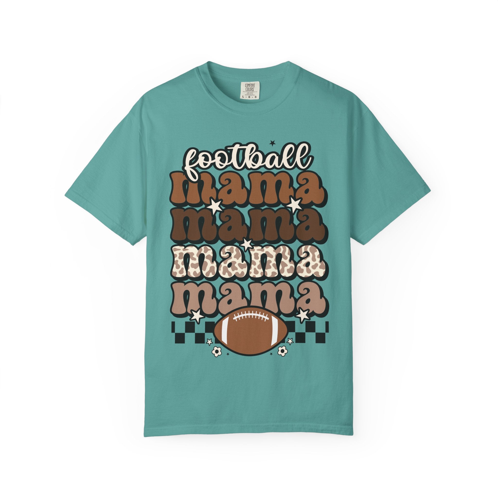 Football Mama T-Shirt — Retro Stacked 'mama' Design with Football Graphic