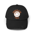 Distressed Baseball Dad Cap — 'Locally Vibes' Smiley Stitch Hat