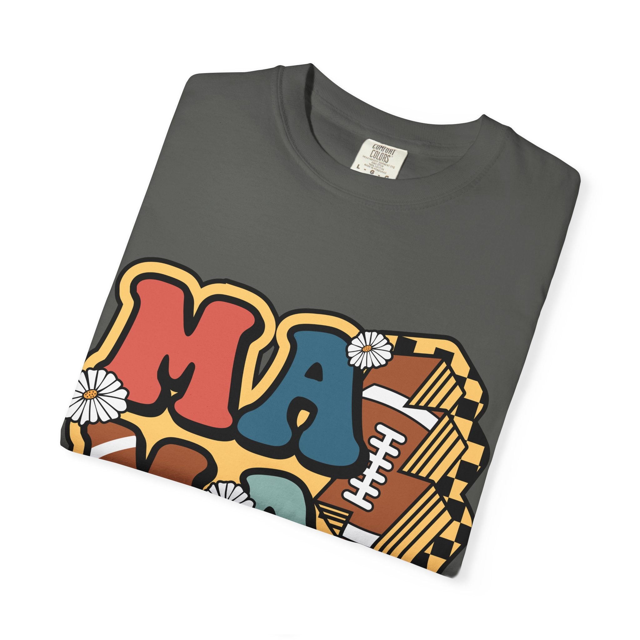 Mama Football Daisy T-Shirt — Retro Floral Mom Football Tee