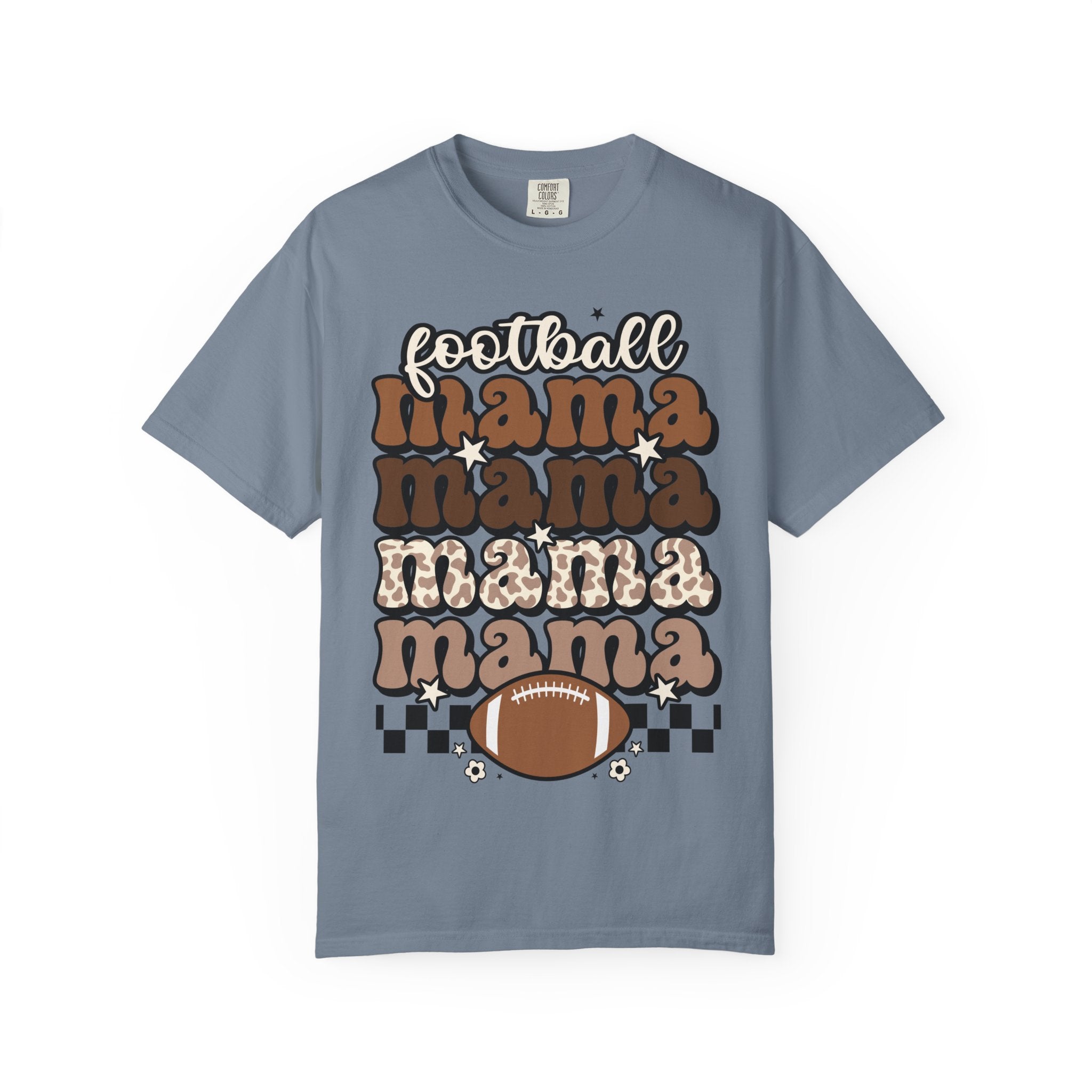 Football Mama T-Shirt — Retro Stacked 'mama' Design with Football Graphic