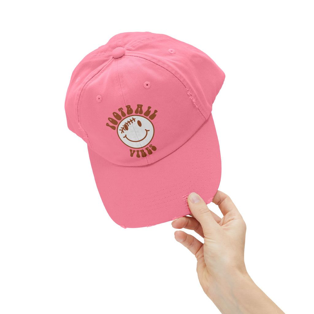 Distressed Baseball Dad Cap — 'Locally Vibes' Smiley Stitch Hat