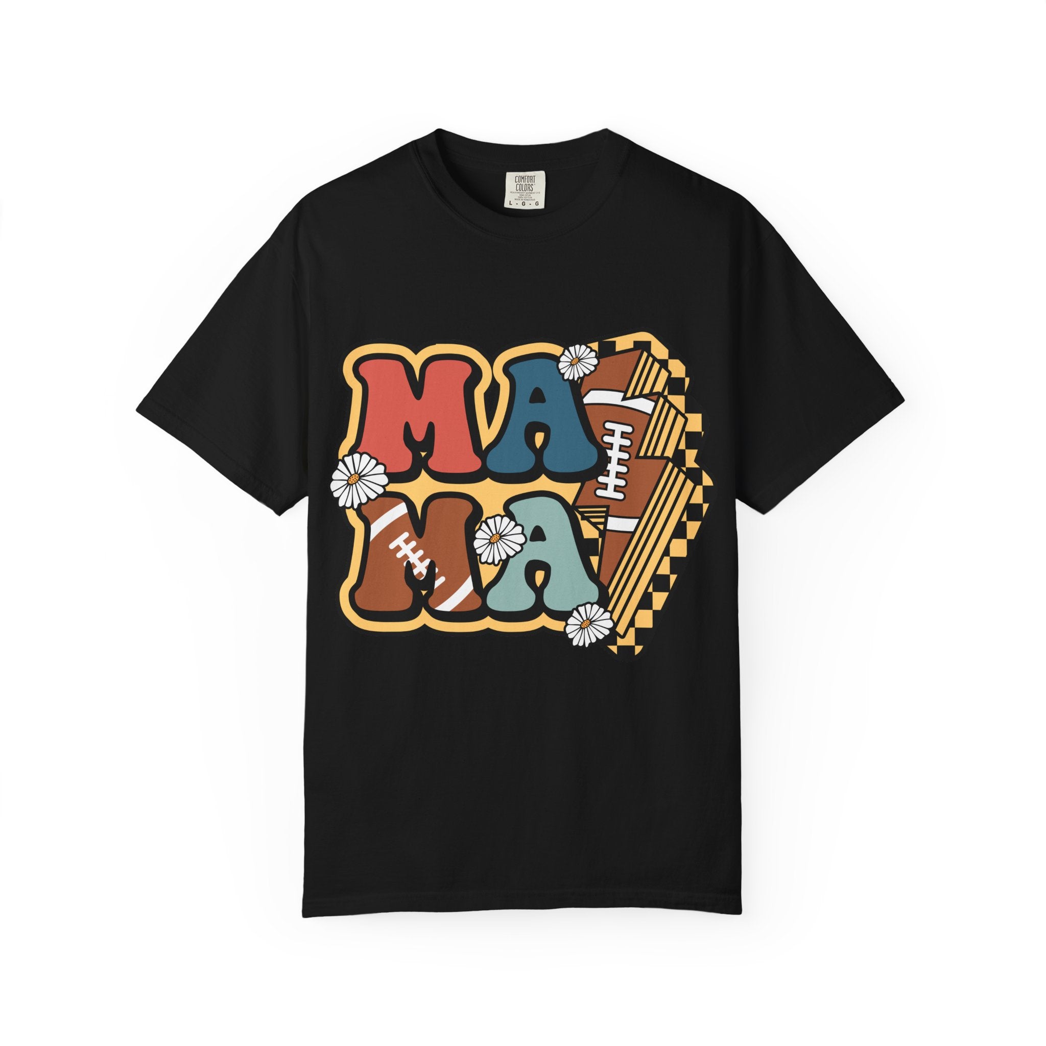 Mama Football Daisy T-Shirt — Retro Floral Mom Football Tee