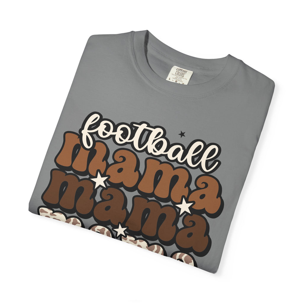 Football Mama T-Shirt — Retro Stacked 'mama' Design with Football Graphic