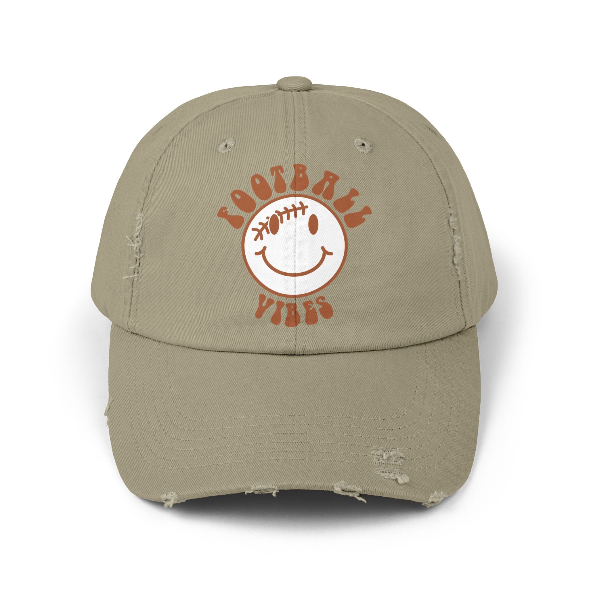 Distressed Baseball Dad Cap — 'Locally Vibes' Smiley Stitch Hat
