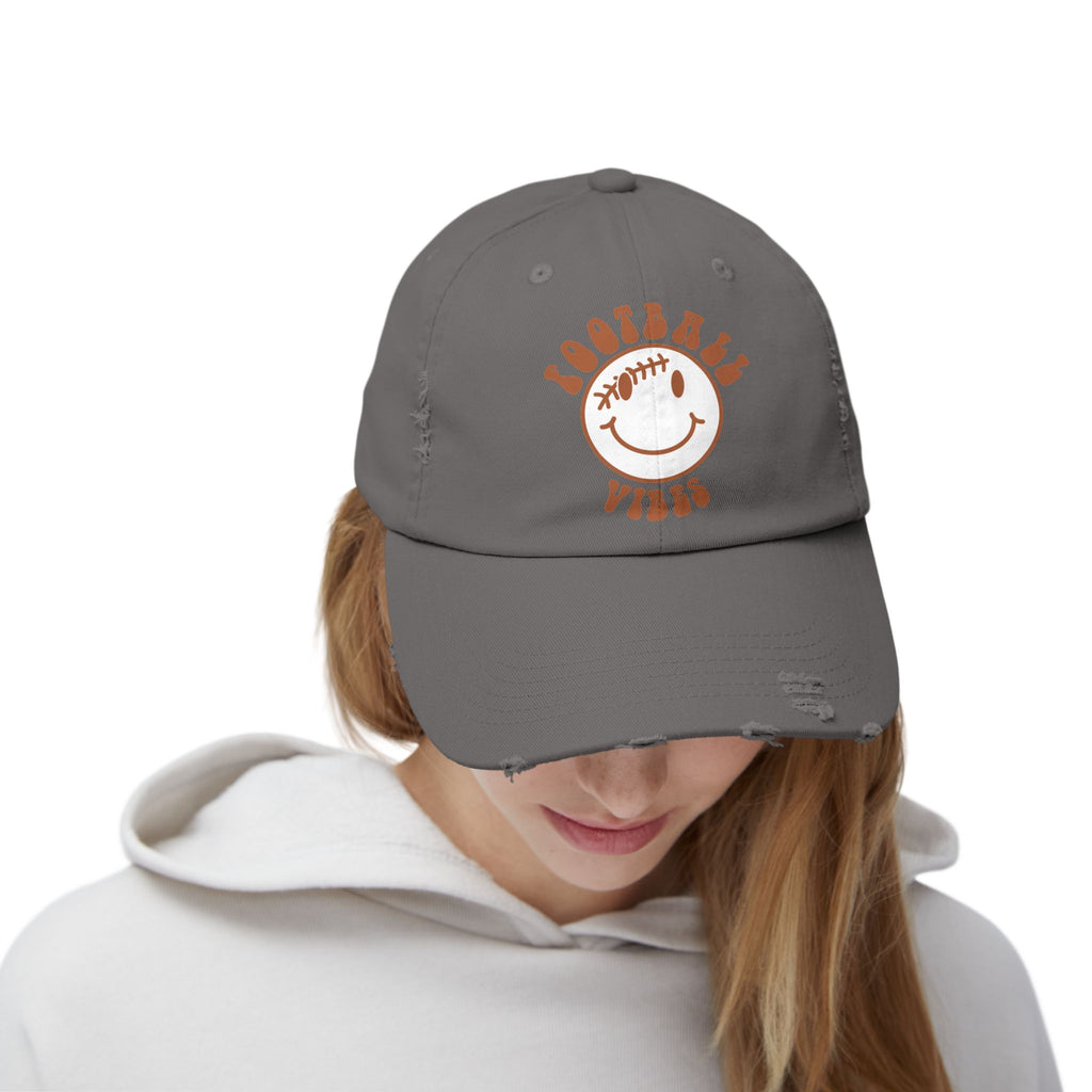 Distressed Baseball Dad Cap — 'Locally Vibes' Smiley Stitch Hat