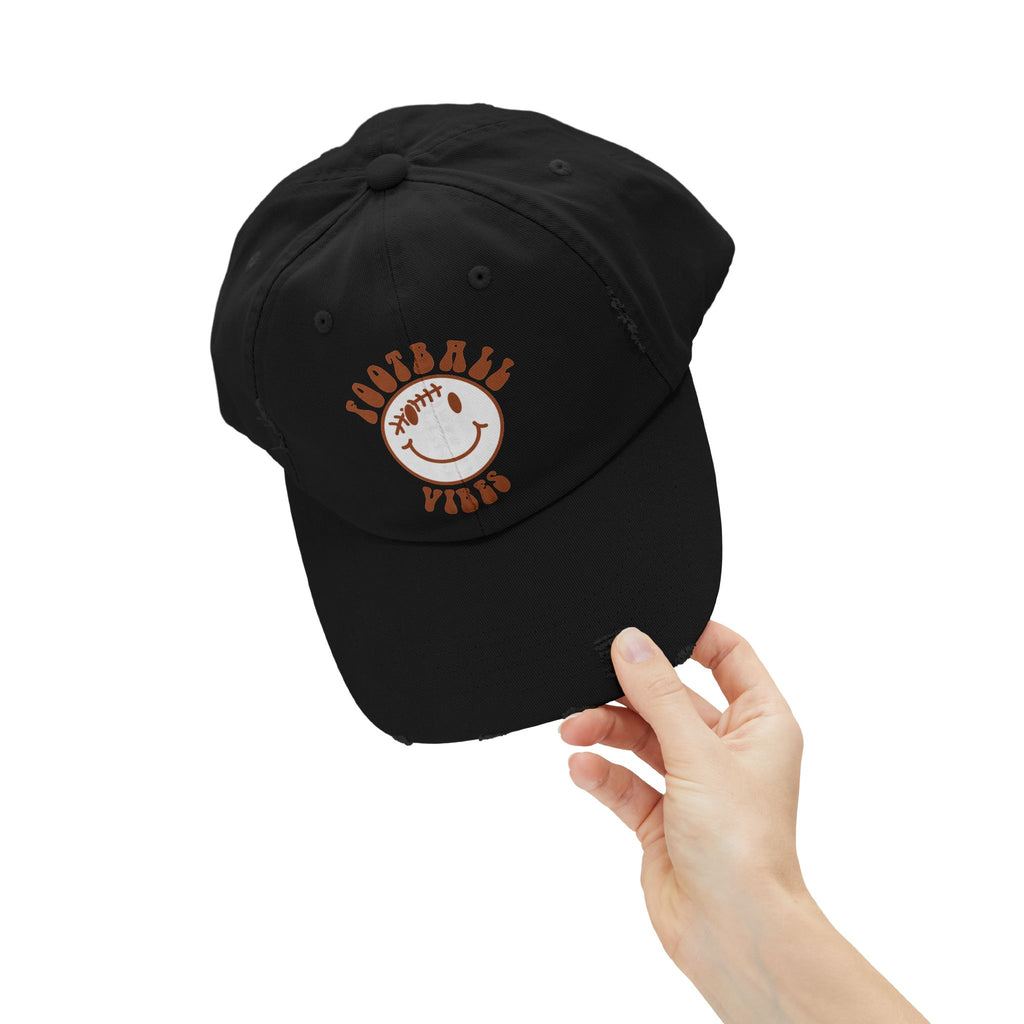 Distressed Baseball Dad Cap — 'Locally Vibes' Smiley Stitch Hat