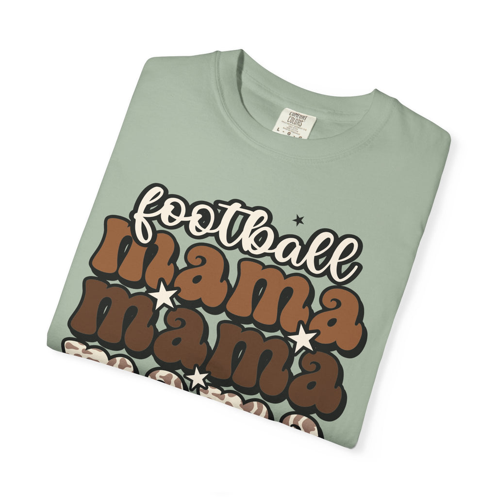 Football Mama T-Shirt — Retro Stacked 'mama' Design with Football Graphic