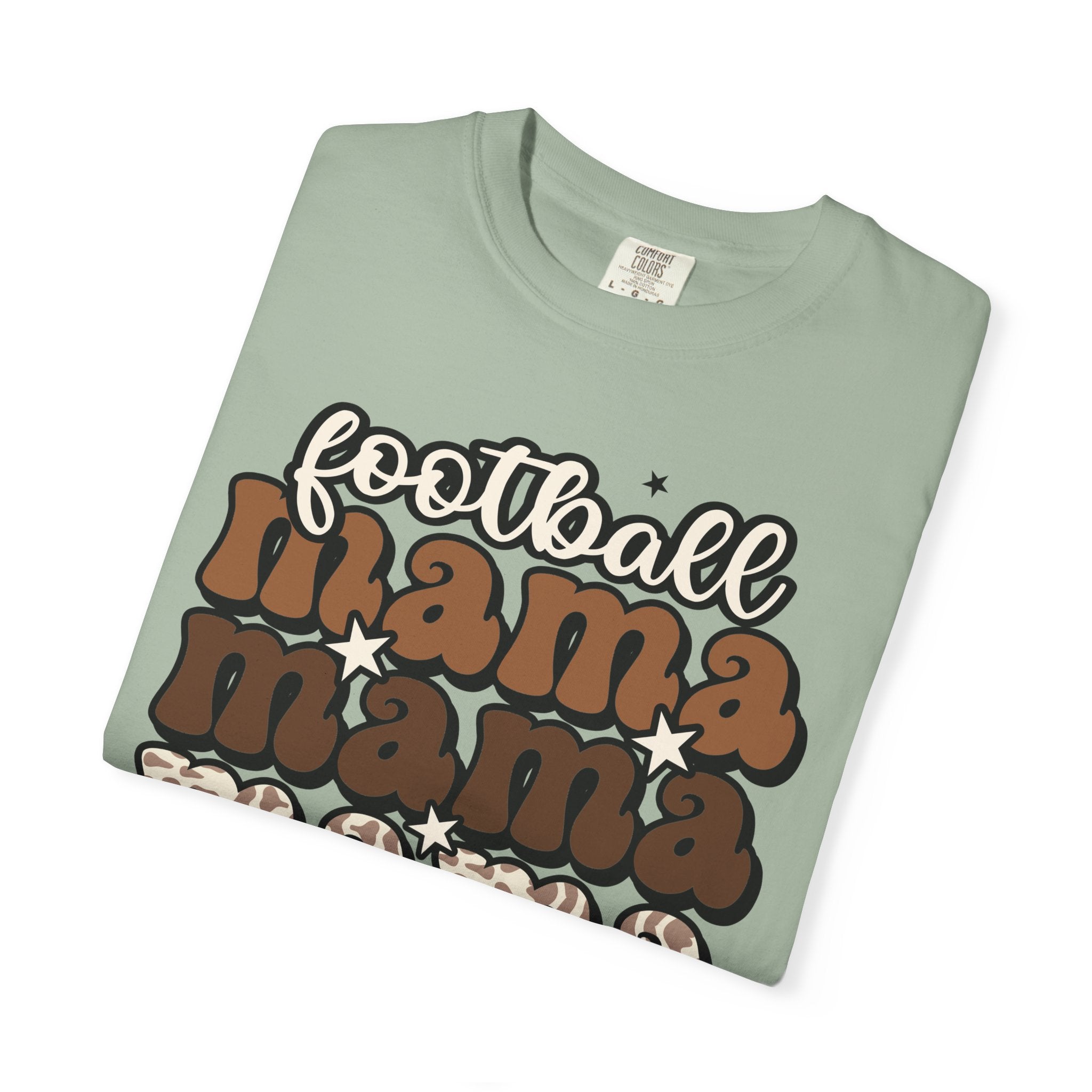 Football Mama T-Shirt — Retro Stacked 'mama' Design with Football Graphic