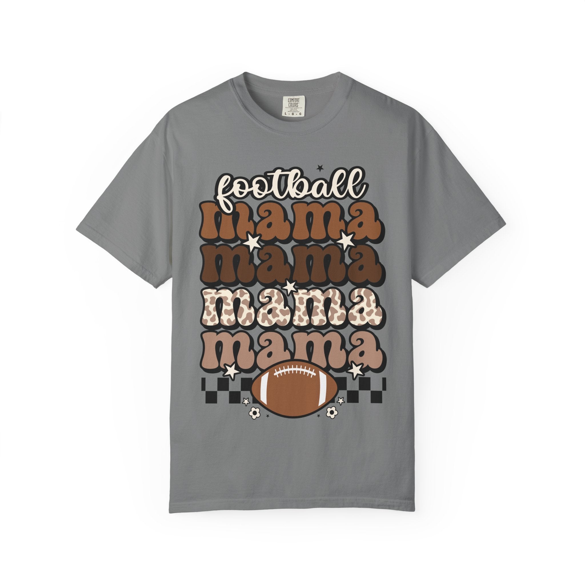 Football Mama T-Shirt — Retro Stacked 'mama' Design with Football Graphic