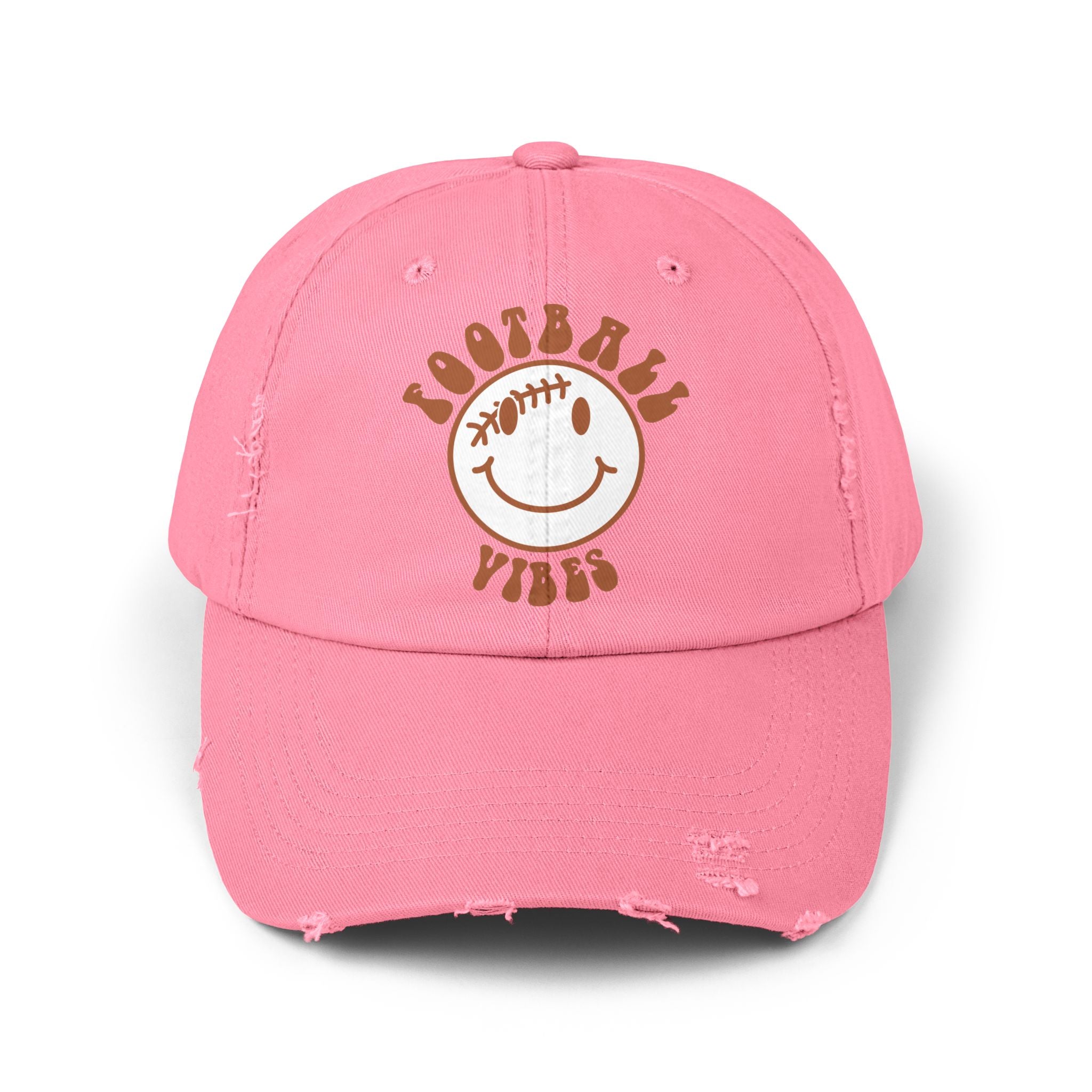 Distressed Baseball Dad Cap — 'Locally Vibes' Smiley Stitch Hat