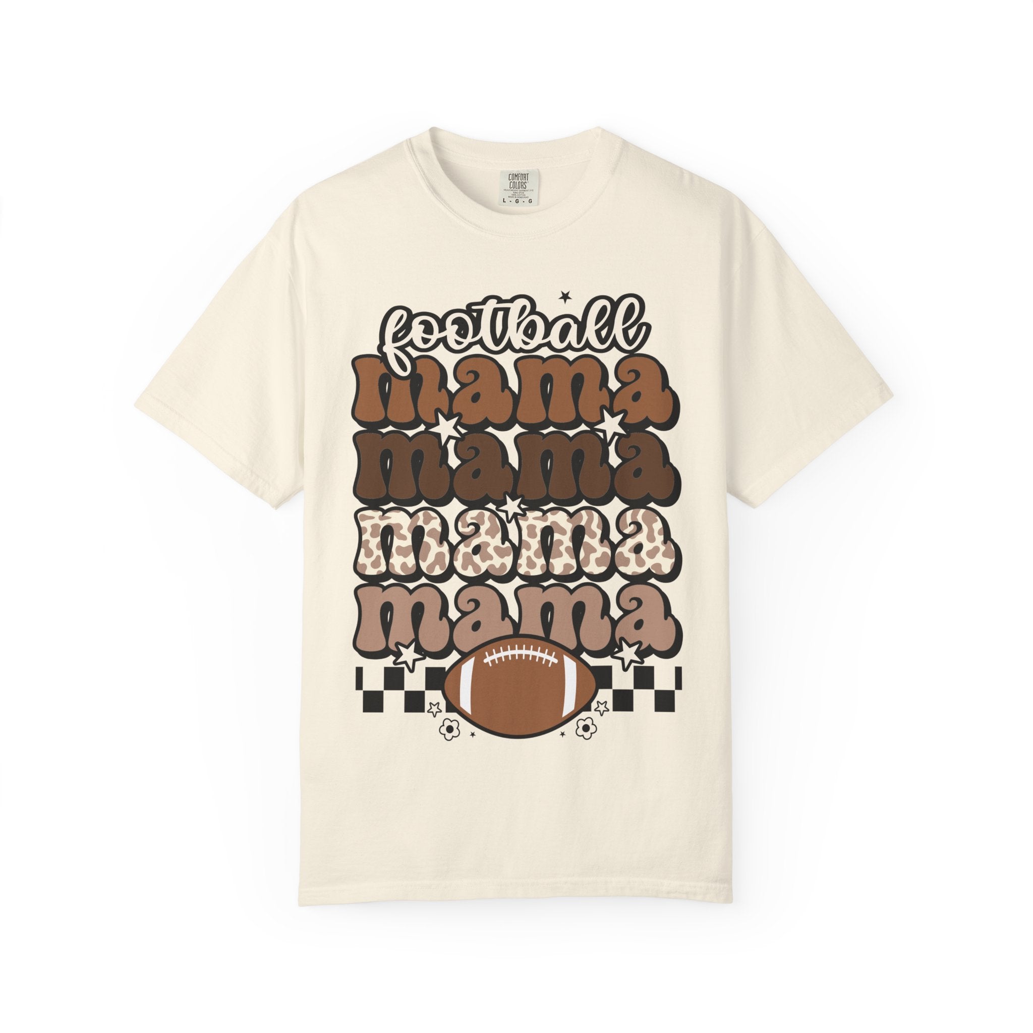 Football Mama T-Shirt — Retro Stacked 'mama' Design with Football Graphic