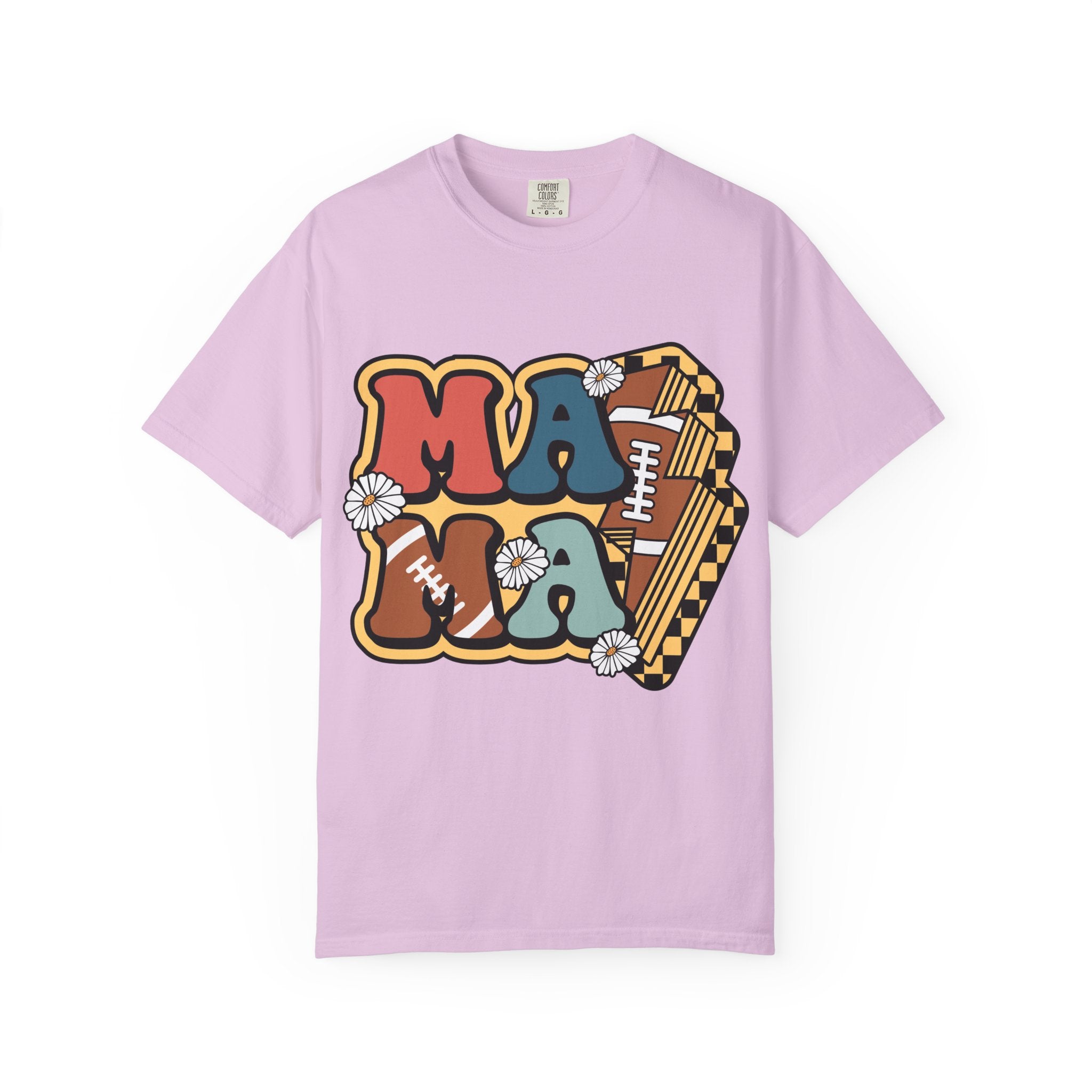 Mama Football Daisy T-Shirt — Retro Floral Mom Football Tee