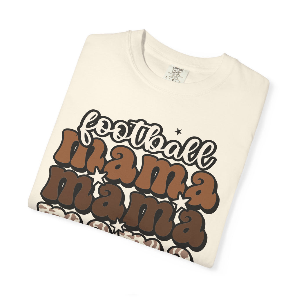 Football Mama T-Shirt — Retro Stacked 'mama' Design with Football Graphic