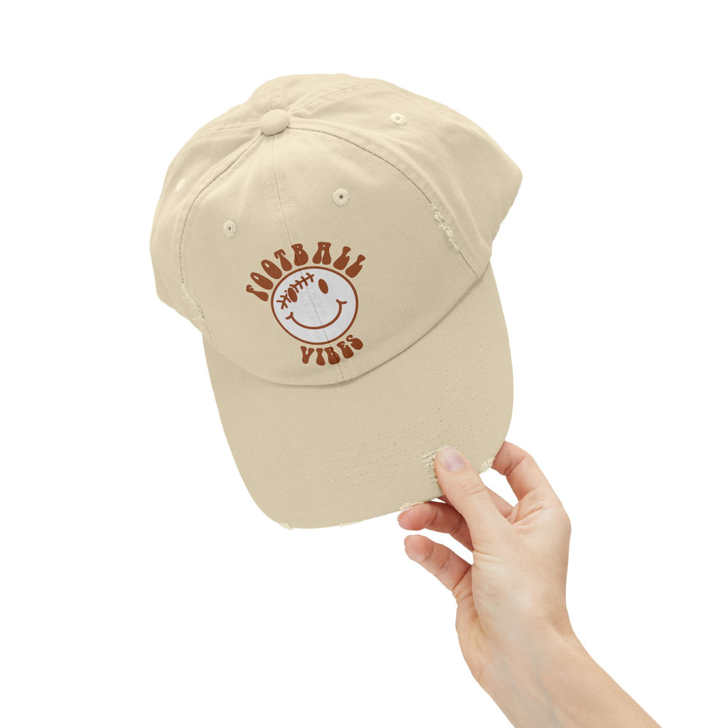 Distressed Baseball Dad Cap — 'Locally Vibes' Smiley Stitch Hat