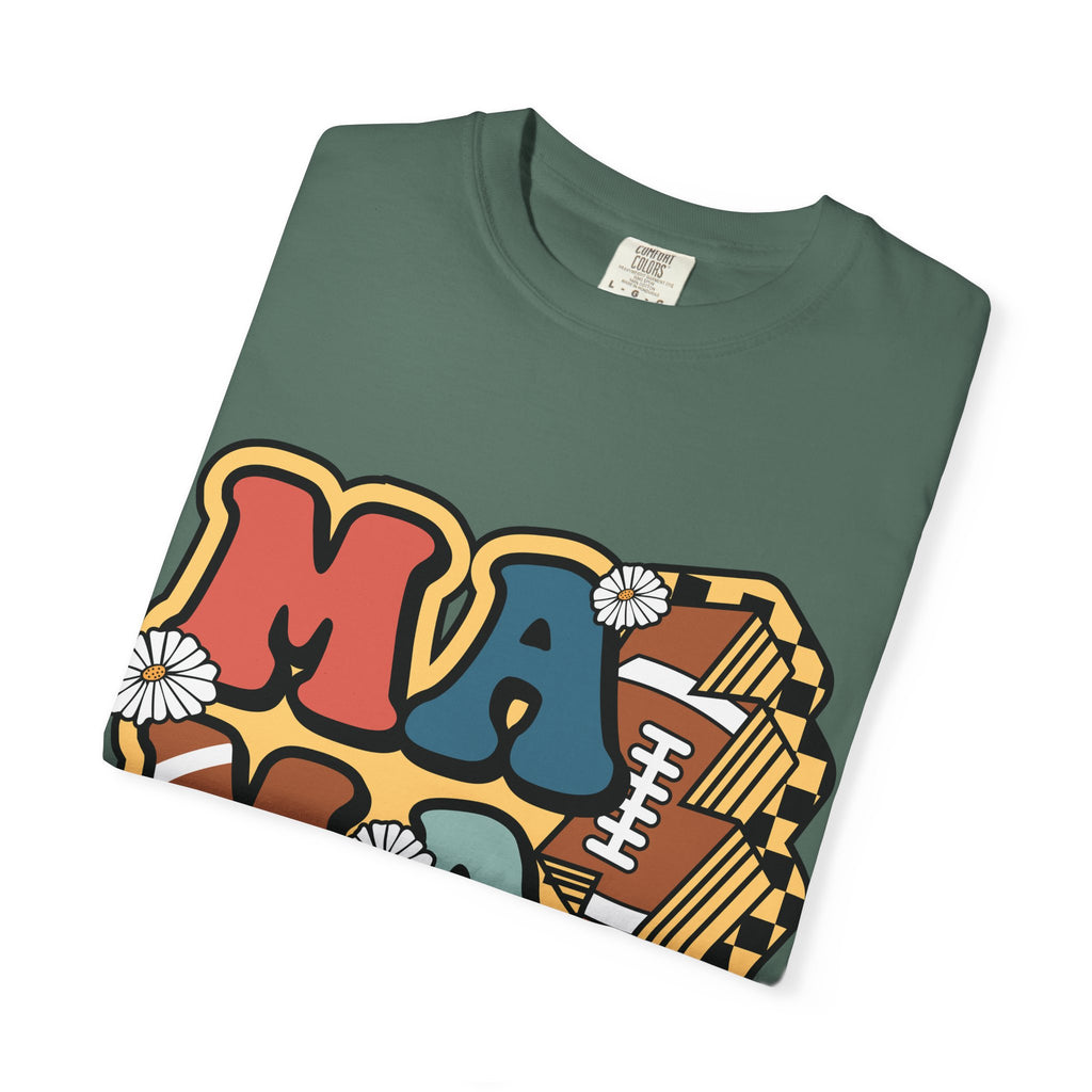 Mama Football Daisy T-Shirt — Retro Floral Mom Football Tee