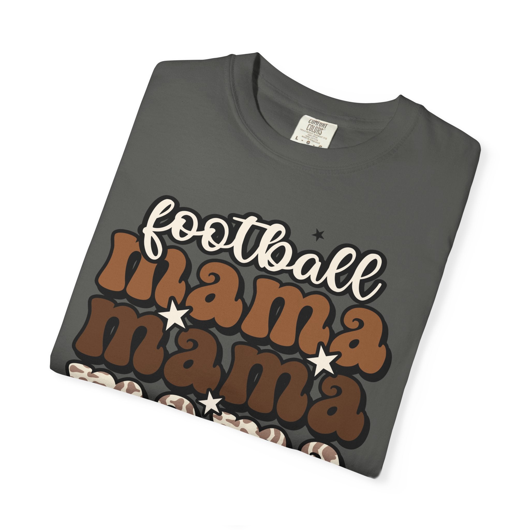 Football Mama T-Shirt — Retro Stacked 'mama' Design with Football Graphic