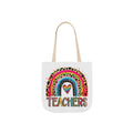Teacher Rainbow Canvas Tote Bag – Colorful Heart & 'Teachers' Design, Gift for Educators