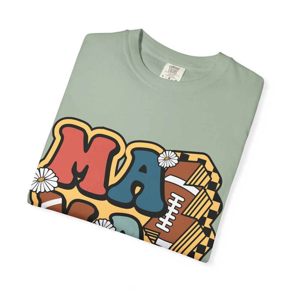 Mama Football Daisy T-Shirt — Retro Floral Mom Football Tee