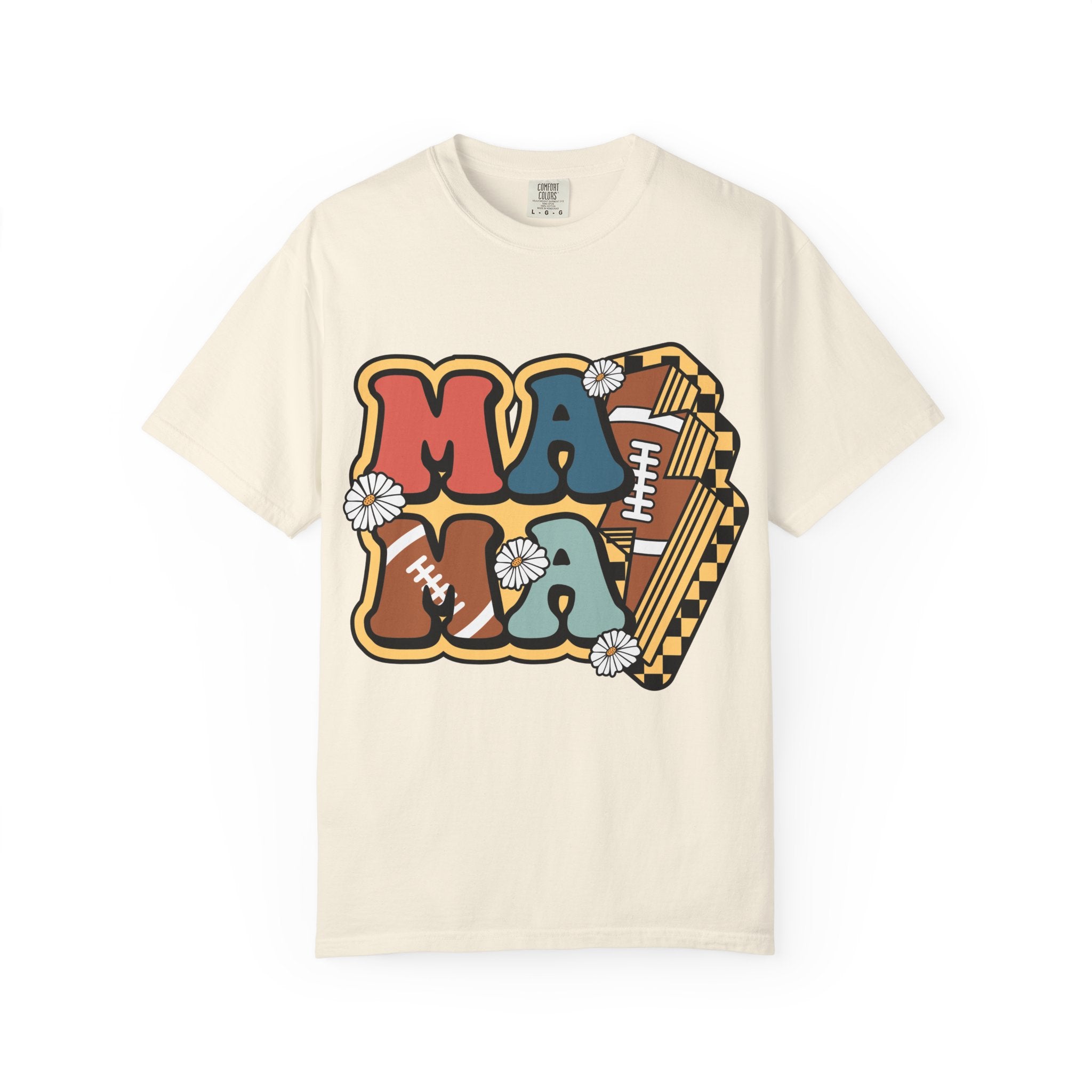 Mama Football Daisy T-Shirt — Retro Floral Mom Football Tee
