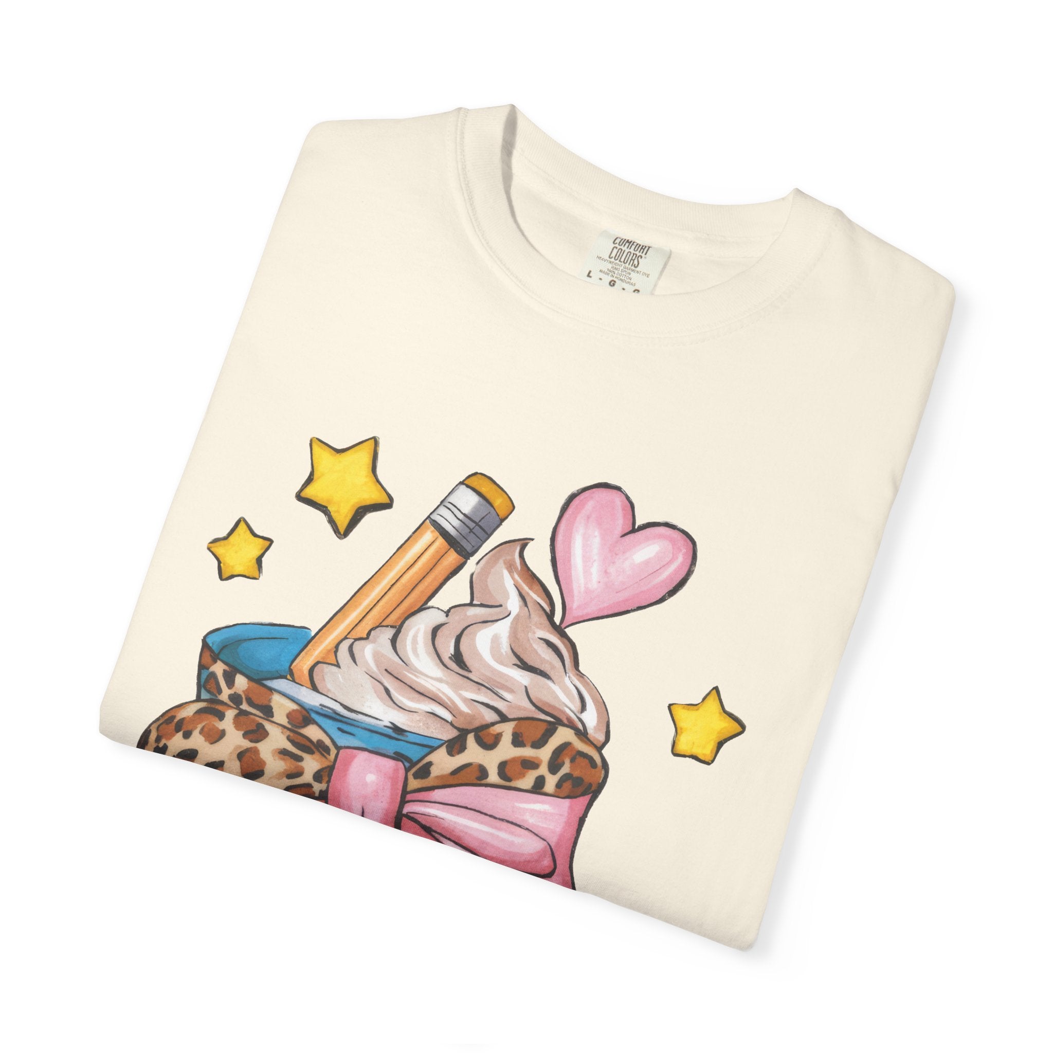 T-Shirt — Cute Dessert Cup with Apple & Pencil Graphic