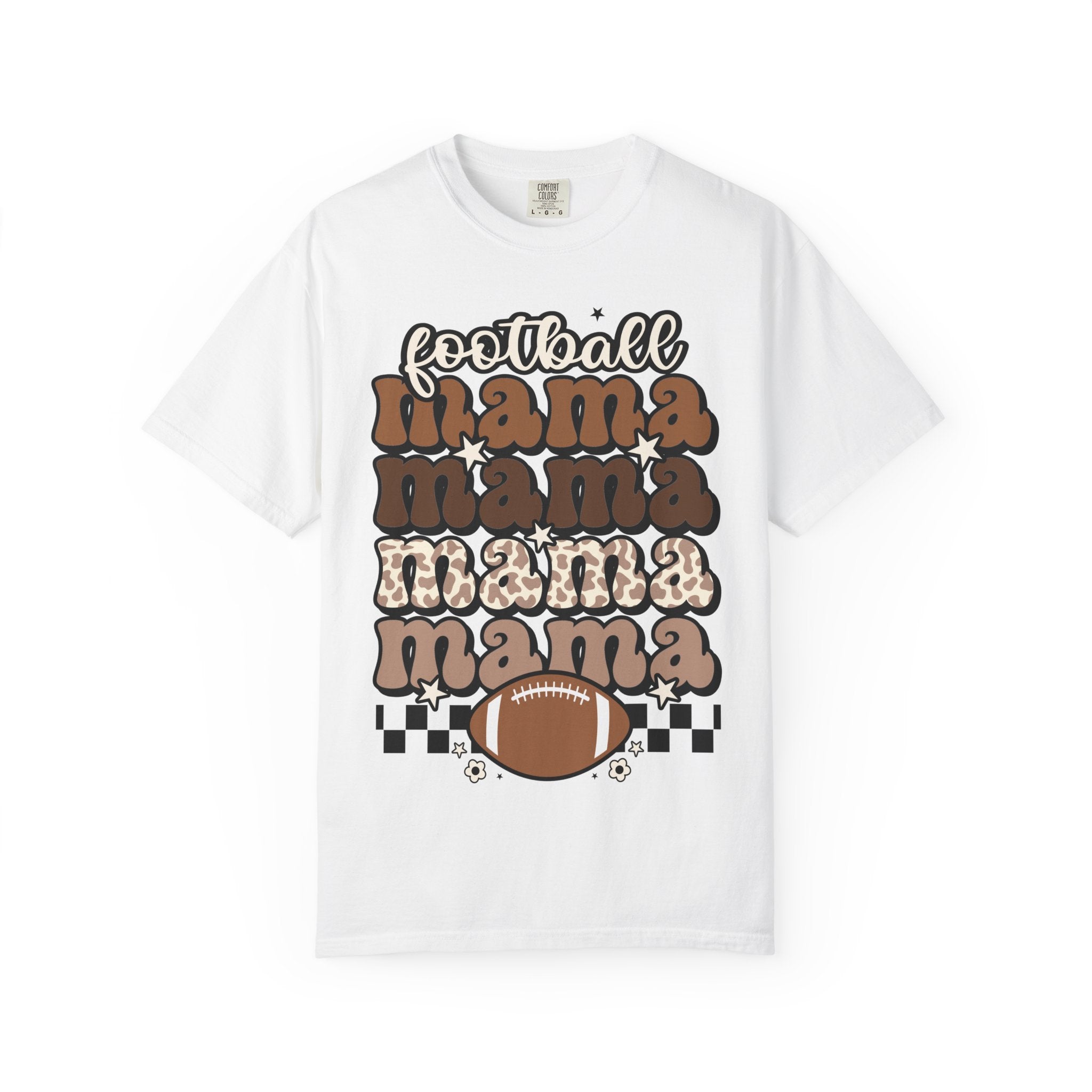 Football Mama T-Shirt — Retro Stacked 'mama' Design with Football Graphic