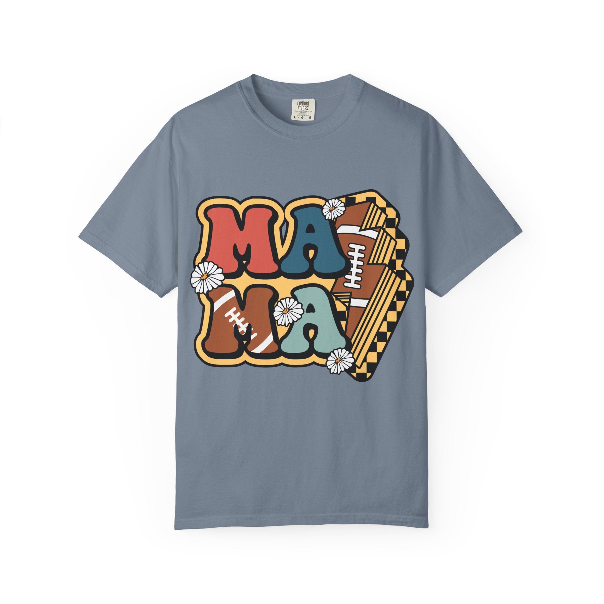 Mama Football Daisy T-Shirt — Retro Floral Mom Football Tee