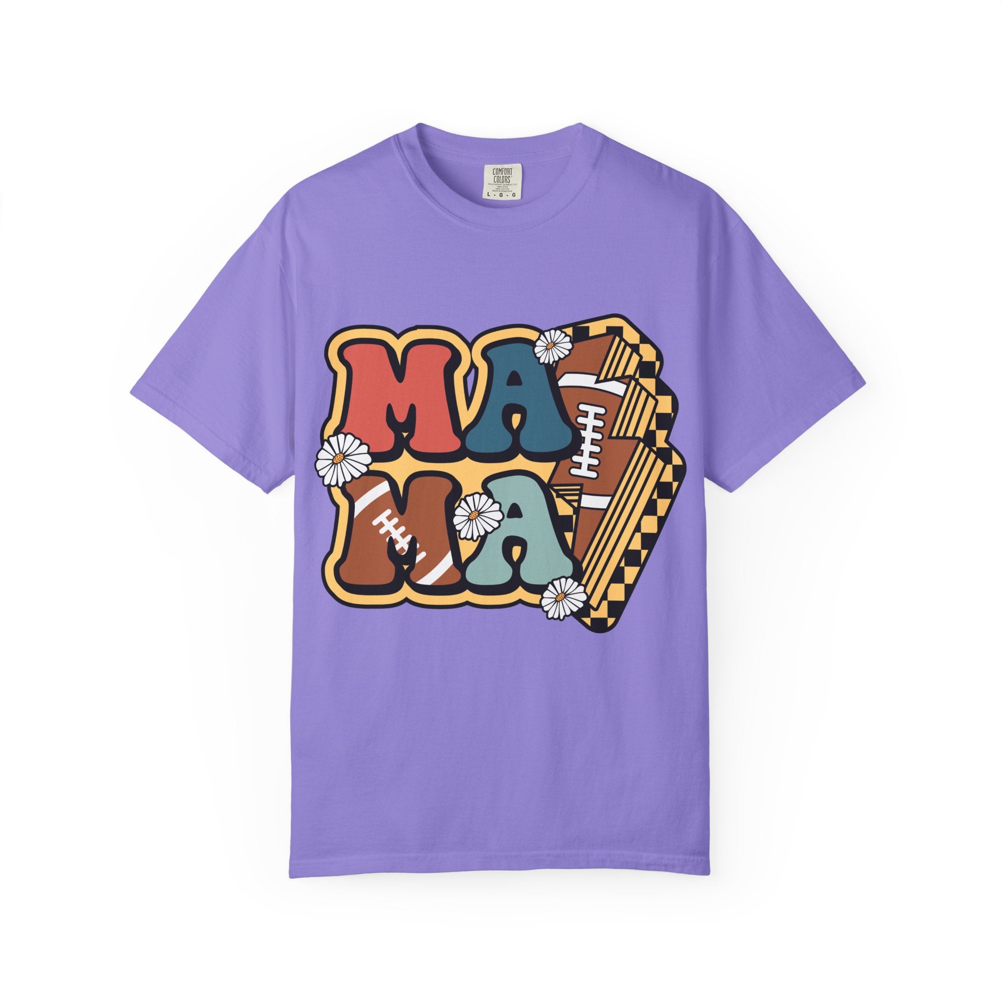 Mama Football Daisy T-Shirt — Retro Floral Mom Football Tee