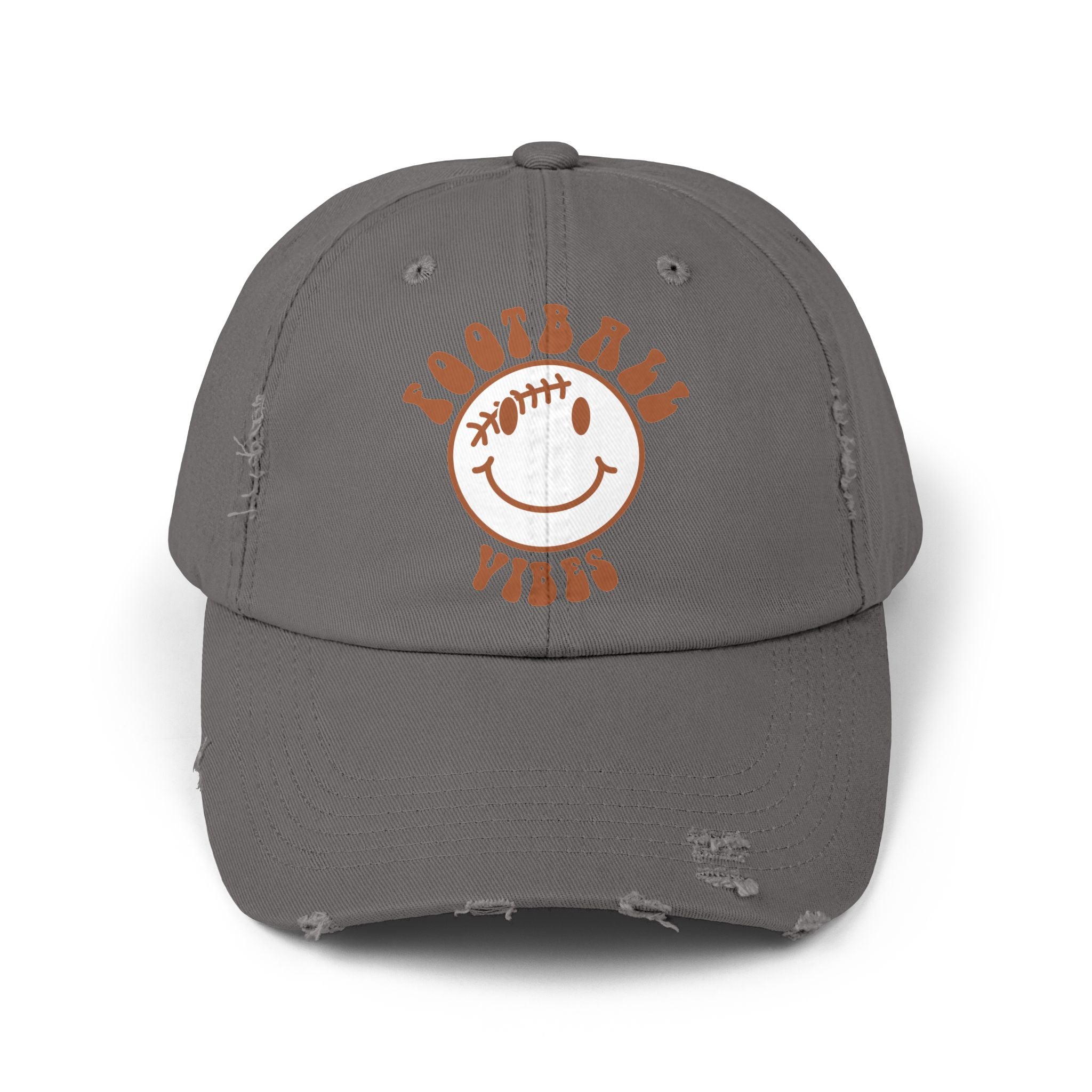 Distressed Baseball Dad Cap — 'Locally Vibes' Smiley Stitch Hat
