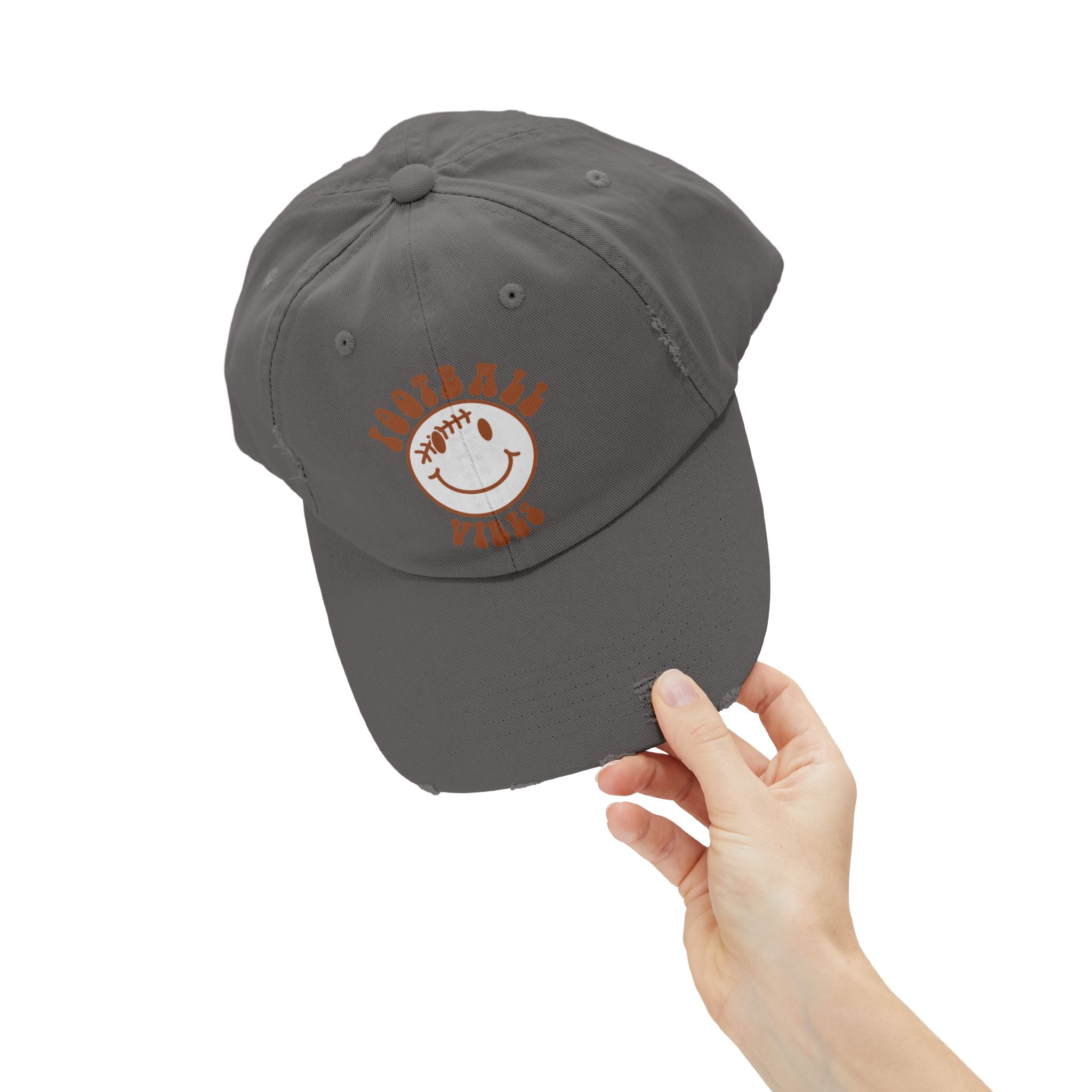 Distressed Baseball Dad Cap — 'Locally Vibes' Smiley Stitch Hat