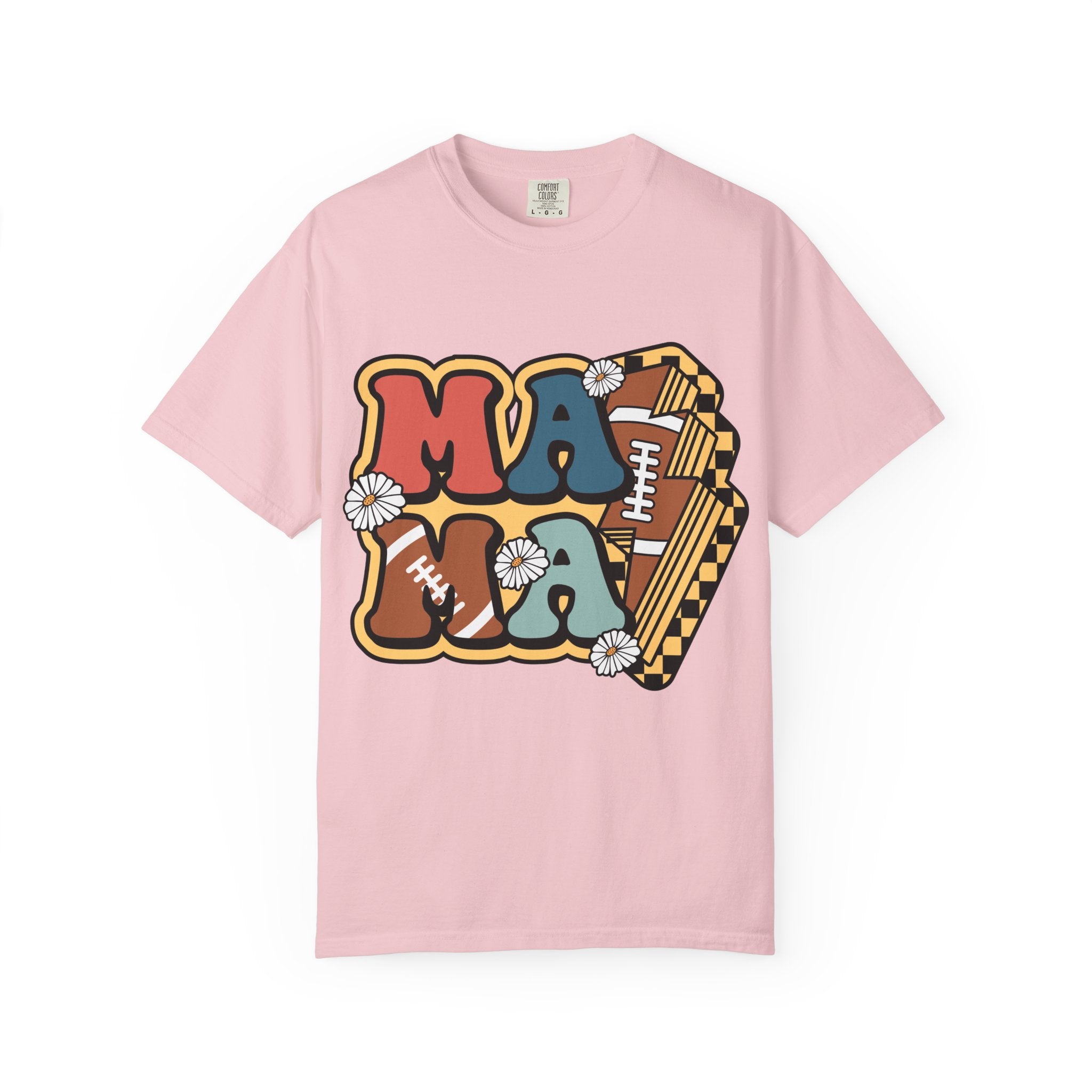Mama Football Daisy T-Shirt — Retro Floral Mom Football Tee