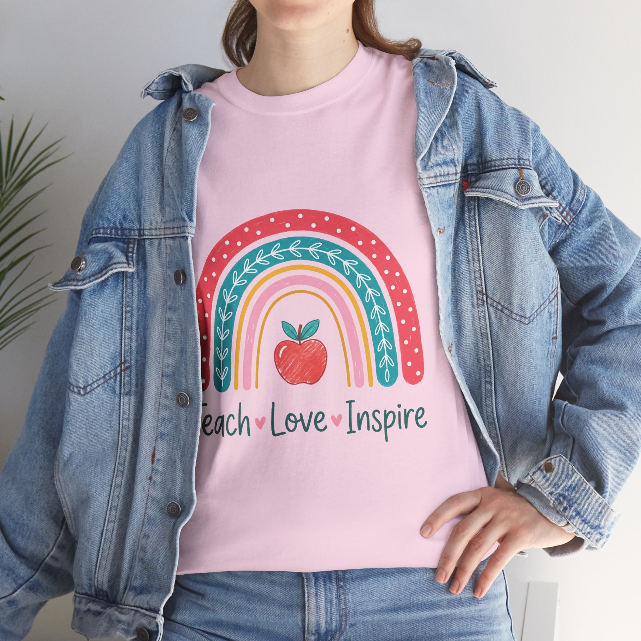 Teacher Rainbow Tee — "Teach • Love • Inspire" Cotton Shirt