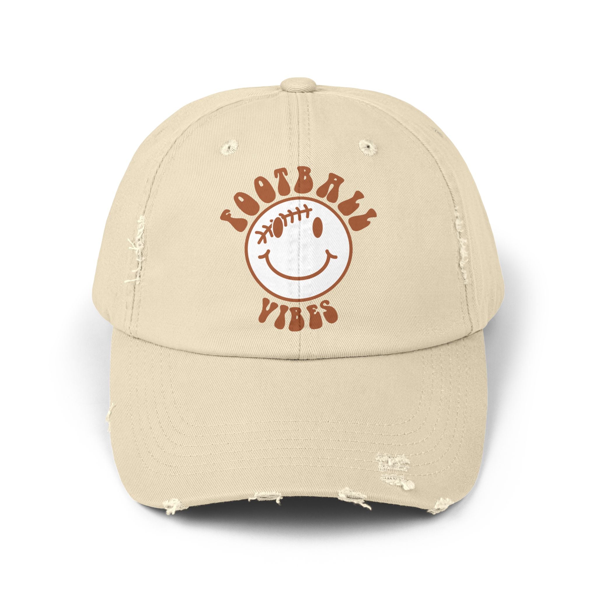 Distressed Baseball Dad Cap — 'Locally Vibes' Smiley Stitch Hat