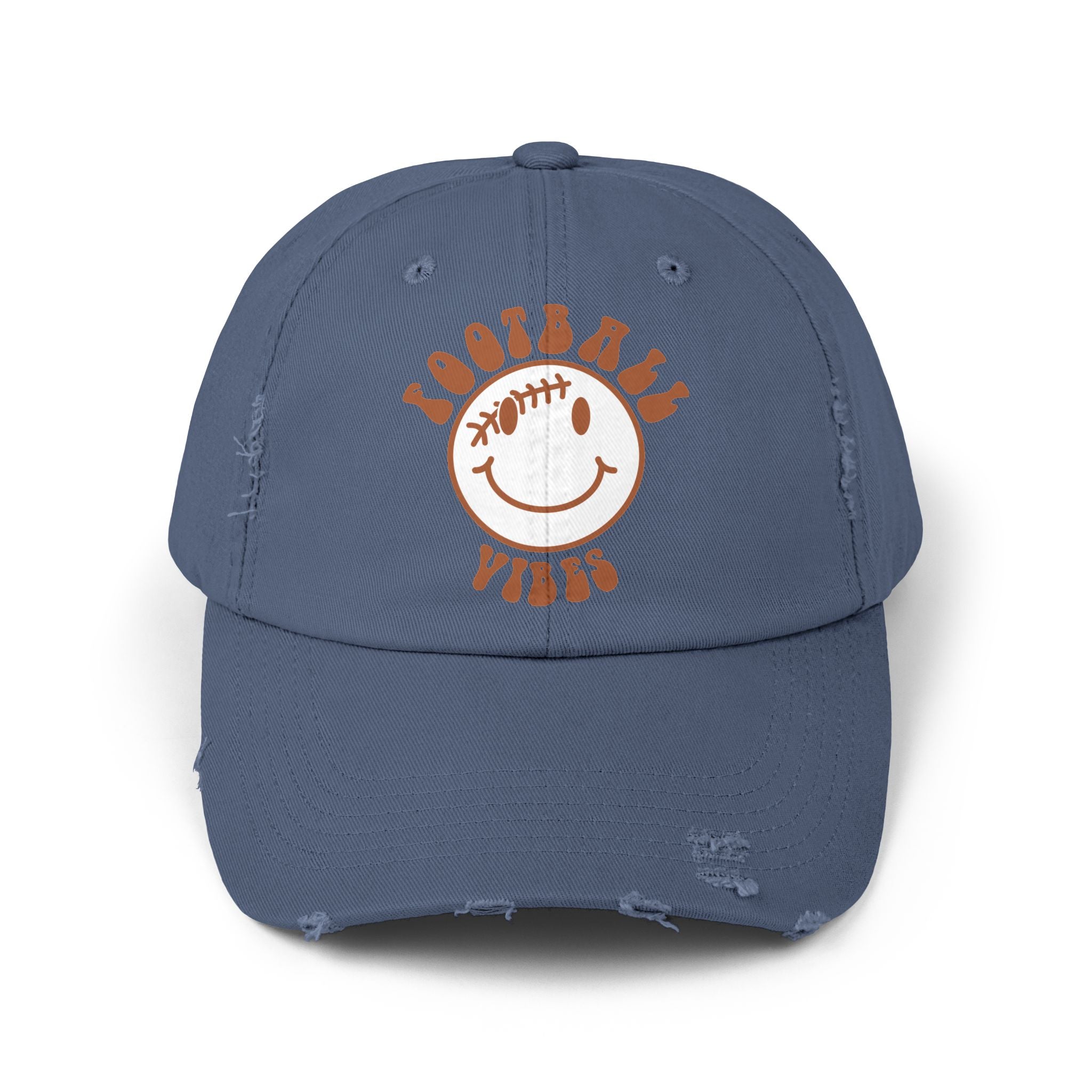 Distressed Baseball Dad Cap — 'Locally Vibes' Smiley Stitch Hat