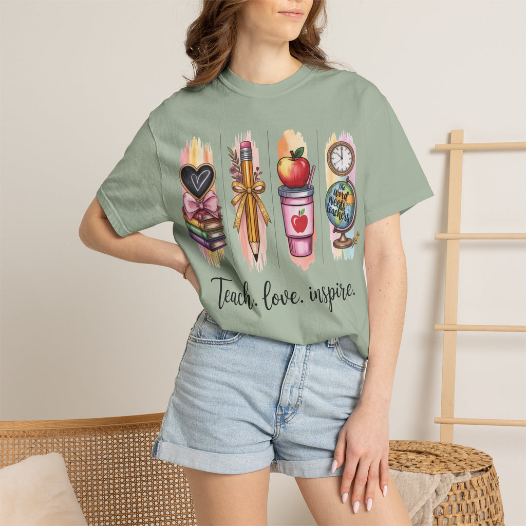 Teacher Graphic T-Shirt — "Teach. Love. Inspire."