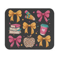 Cute Schoolgirl Bows & Books Mouse Pad — Leopard Apple, Pencils & Coffee Desk Mat