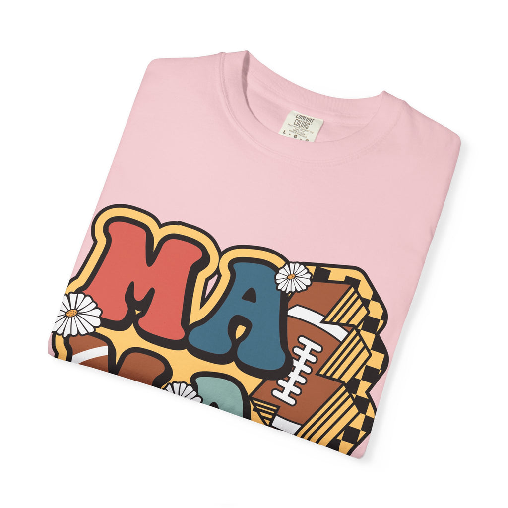 Mama Football Daisy T-Shirt — Retro Floral Mom Football Tee