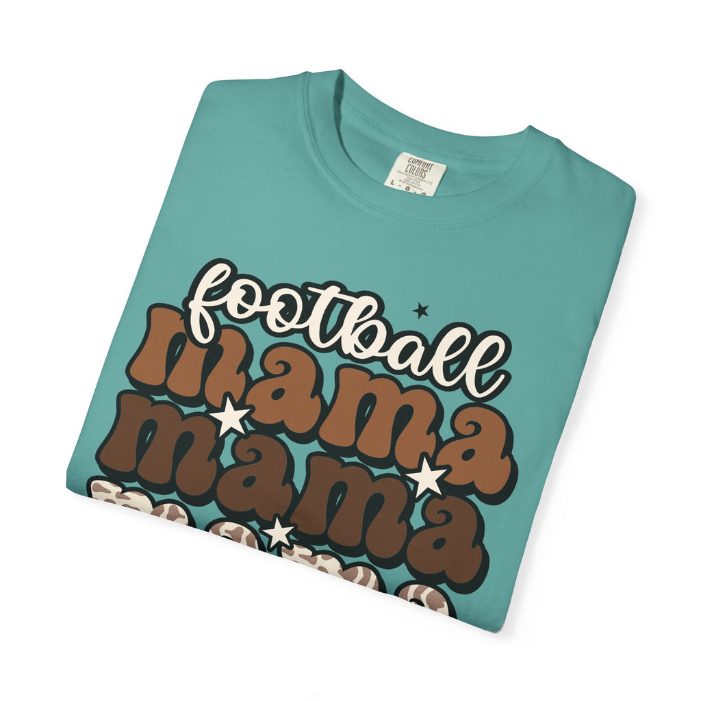 Football Mama T-Shirt — Retro Stacked 'mama' Design with Football Graphic